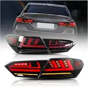 LED Tail Lights Compatible With Toyot Camry 2018 2019 2020 2021 2022 Rear Lamps Start Up Animation DRL Brake Turn Signal Assembly(Clear)