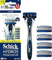 Schick Hydro 5 Premium Smooth Skin Combo Pack (Holder with Blade) + 4 Replacement Blades, Shaving, Razor, Plastic, Black