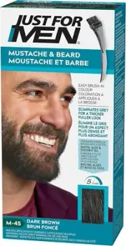 Just For Men Mustache & Beard, Beard Dye for Men with Brush Included Dark Brown,