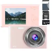 2.4'' 4K Digital Camera 32GB HD 44MP LCD Display Screen 16X Zoom Anti-Shake Pink
