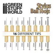 GSW Sculpting STYLUS set (8 embossing tools, ball tip dia. 0.6mm - 4.9 mm)