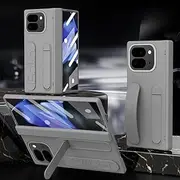 Jarttarn Compatible with Google Pixel 10 Pro Fold (2025) Multifunctional Kicktand Wrist Strap Folding Tempered Glass Protective Film Case for Pixel 10 Pro Fold Slim Cover (Gray)