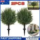 2X Artificial Cedar Topiary Ball Trees Bushes UV Resistant Outdoor Floral Decor