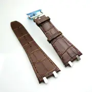 27mm Brown Leather Band 18mm Silver Clasp Strap for AP Royal Oak 39 41mm Watch