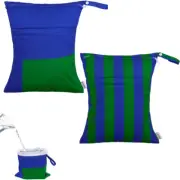 2Pcs Superior Waterproof Wet Dry Bags,Reusable Two Zippered Pockets, Baby Cloth