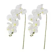 2 Pcs 38 Inch Artificial Orchid Stems Phalaenopsis Flowers White