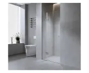 120cm Wall to Wall Frameless Shower Screen with Nickel Brackets and Brass Hinges
