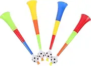 STOBOK 4pcs Plastic Stadium Horns Vuvuzela Fan Cheer Horn Soccer Cheering Trumpet Toy Retractable Horn Fan Cheer Bugle Noise Makers Football Matches Cheering Props