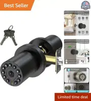 Keyless Entry Door Knob with Keypad & Key - Auto Lock - Waterproof - 50 Codes