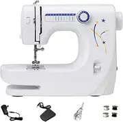 Desktop Sewing Machine Embroidery Quilting,Strong & Tough Electric Household Sewing Machines,10 Built-in Stitches,with Foot Pedal，Light, Needle Threader Ideal for Kids, Beginners