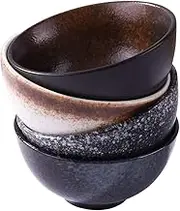 Japanese Style 4.5 Inch Rice Bowls Set of 4, Creative Ceramic Home Rice Salad Bowl Noodle Bowl, Soup Bowl