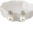 Veile Studios Ladies Creative Pearl Snowflake Alloy Earrings Fashion Jewellery F