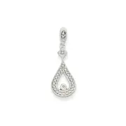 14k White Gold Real Diamond Vintage Teardrop Pendant