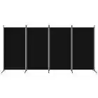 4-Panels Foldable Fabric Room Divider Privacy Screen Home Decor 346 x180cm Black
