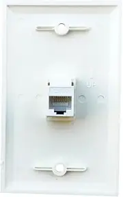 BUPLDET 1 Port CAT6 Ethernet Wall Plate Female to Female - Single Gang Network Cat 6 RJ45 Keystone Jack Pass Through Cover Plate for CAT7/CAT6/CAT5e Cables - White