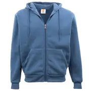 Adult Unisex Zip Plain Fleece Hoodie Hooded Jacket Mens Sweatshirt Jumper XS-6XL - Dusty Blue