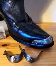 New Antique Silver Cowboy Western Boot Tips Toe Plates Guard Pointy Toed Boot