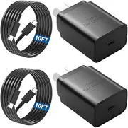 10 FT 2 Pack 45W Super Fast Charger, USB C Fast Charger Compatible with Samsung S24 Ultra/S23/S22/S21 USB C Charger with 6FT/1.8M USB C Cable Type C Fast Charging S20/Note 20/10/Tab S9/S8/S7