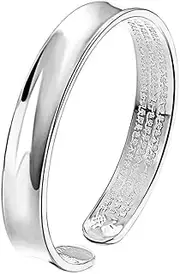 [BABESA] Sterling Silver Bracelet,Chain Bangle,Silver Bracelet For Women,Silver Plated Bracelet For Women Novelty Concave Buddha Mantra Engraving Charming Silver Bangle Silver Friendship Bracelets For Christma