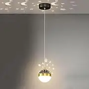 TONFON Starry Sky Chandelier Metal LED Pendant Light with Spherical Acrylic Shade, Modern LED Globe Hanging Light for Kitchen Island Living Room Bedroom Bedside Dining Room Hallway(Neutral Light)
