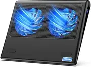 TECKNET Cooling Pad for 12"-15.6" Laptops, Gaming Stand With Adjustable Wind Speed, 2 USB Powered Fans for Devices Up to 16 Inch (Blue)