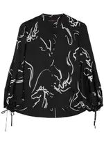 High Calming Printed Satin Blouse - Black And White - 40 (UK8 / S) 40 (UK8 / S)