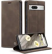 Cracedily Mobile Phone Case for Google Pixel 7A Case, Flip Case Premium Leather Flip Case Magnetic Card Slot Stand Function Flip Case Protective Cover for Google 7A Case, Coffee