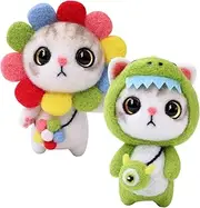 DOITOOL 2Sets Needle Felting Kits for Beginners DIY Cartoon Cat Craft Kits Complete Felting Set with for Adult Hobbyists