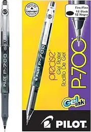 PILOT, Precise P-700 Gel Ink Rolling Ball Stick Pens, Marbled Barrel, Fine Point 0.7 mm, Black, Pack of 12