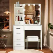 Makeup Dressing Table Vanity w/ LED Lighting Mirror & Stool Valentine's Day Gift