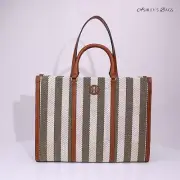 Tory Burch Blake Jumbo Striped Tote In Grove Green