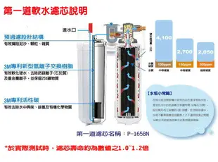 3M DWS6000-ST智慧型雙效淨水系統-軟水替換濾芯P-165BN+活性碳淨水替換濾芯DWS6000-C-CN替換濾芯組合(2入組)