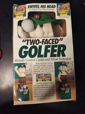 RARE "Two-Faced" Golfer Novelty Remote Control Caddy & Mood Indicator, Golf Gift