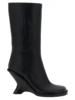 [Dries Van Noten] Dries Van Noten-Curved Wedge Heel Boots Stivali E Stivaletti Nero-Donna 37.5