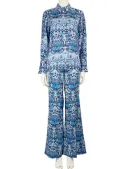 Blue Patterned Silk Set