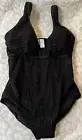 Anne Cole Swimsuit Women’s 24W Black Crochet Plunge One Piece Bathing Suit