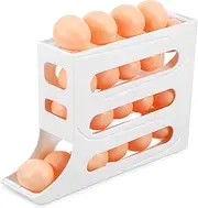 KOMBIUDA Automatic Rolling Egg Dispenser Multi Egg Organizer for Fridge Door Space Saving Storage Bin Versatile Use Cabinets and Dining Tables Sturdy Design for Long Term Use