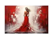 Beautiful Women Painting Red White Canvas Print