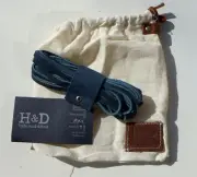 HIDE & DRINK Long Leather Shoe Laces for Work Boots & DressShoes (6mm) Dark Blue