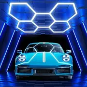 Hexagon LED Garage Lights, 192W 23040LM Super Bright Hexagon LED Lights for Garage, 5 Grid Systems Hex Car Detailing Honeycomb Ceiling Lights for Car Care, Car Wash Room