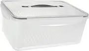 GRIRIW Fridge Food Storage Box Large Capacity Containers for Vegetables Fruits Lid Leakproof Easy Drainage