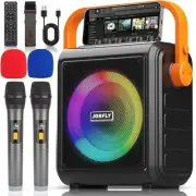 Portable Bluetooth Karaoke Machine Home Party Speaker w/ 2 Wireless Microphones