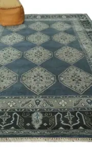 HandKnotted 8x10 Grey, Silver and Charcoal traditional wool area rug-DD/RKS11