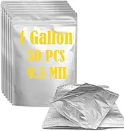 Durimoiy 50pcs 1 Gallon Mylar Bags for Food Storage - (9.5 Mil, 10"x14") Stand-Up Zipper Pouches Resealable & Heat Sealable Food Grade Storage Bags