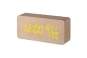 TODO LED Digital Alarm Clock Woodgrain Temperature Humidity USB Power - Beige