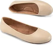 [Aomigoct] Flats for Women Ballets Shoes: Black 8 Dress Slip Comfortable Work Flats - Casual Ladies Wedding Walking Flat, Nude, 8