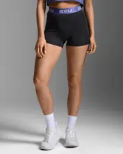 Core Compression 3 Inch Shorts, 2XU, XL, Black/Future Dusk, Female