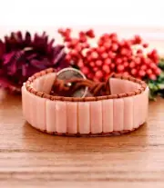 Natural Pink Opal Tube Stone Bracelet Crystal Bracelet for Love Healing Trust
