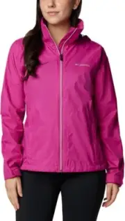 Columbia Women's Plus Switchback Waterproof Packable Rain Jacket, Fuchsia, 2X