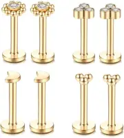 16G 316L Stainless Steel Labret Monroe Lip Ring Studs Cartilage Helix Tragus Con